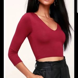 Lulus red v neck crop top